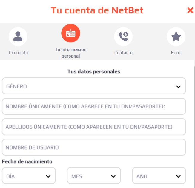 NetBet Casino registro 2